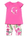 Guess Logo-embroidered Shorts Set In Pink