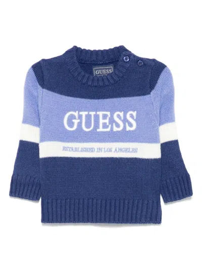 Guess Babies' Logo-embroidered Sweater In Blue