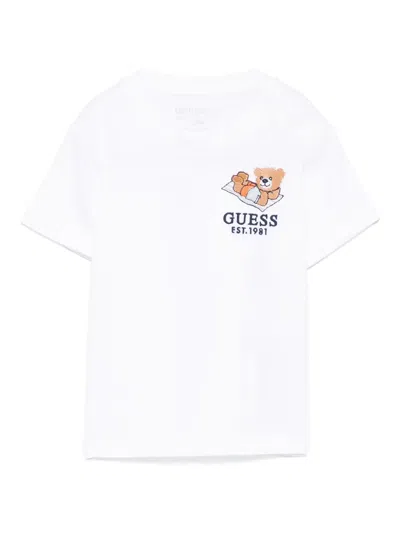Guess Babies' Logo-embroidered T-shirt In White