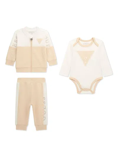 Guess Babies' Logo-embroidered Tracksuit In Neutrals