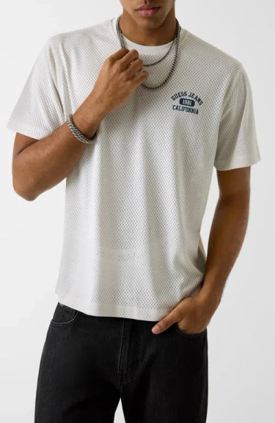 Guess Logo Graphic Mesh T-shirt In White