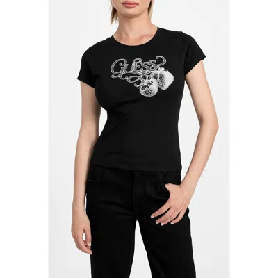 Guess Logo Graphic T-shirt In Black