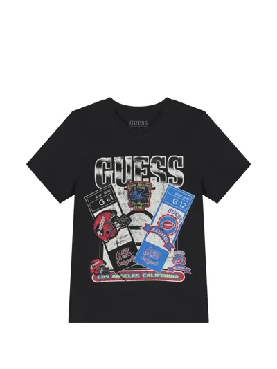 Guess Kids' Logo Graphic T-shirt In Black