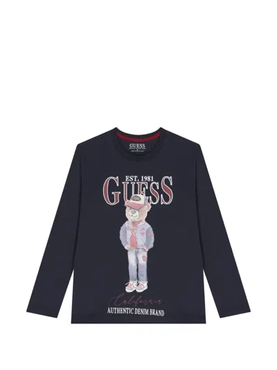 Guess Kids' Logo Graphic T-shirt In Gray