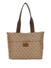 Guess Logo-jacquard Quilted Tote Bag In Brown
