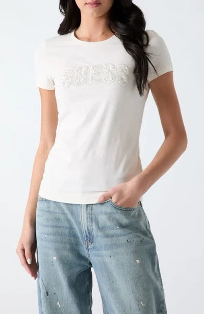 Guess Logo Jersey Tee In White
