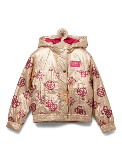 Guess Kids' Logo Padded Jacket In Gold