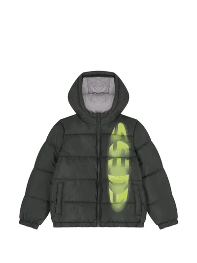 Guess Kids' Logo Padded Puffer Jacket In Green