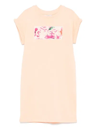 Guess Kids' Logo-patch Dress In Orange