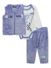Guess Logo-patch Fleece Babygrow Set In Purple