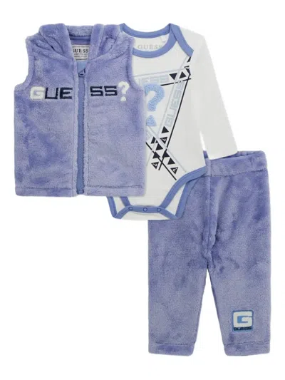 GUESS LOGO-PATCH FLEECE BABYGROW SET