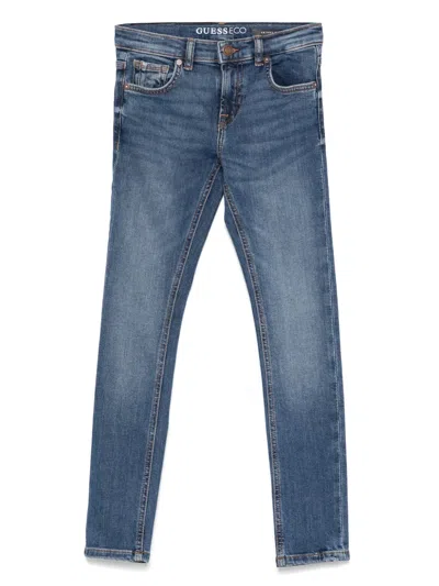 Guess Kids' Logo-patch Jeans In Blue