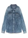 Guess Logo-patch Shirt In Blue