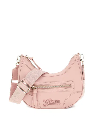 Guess Kids' Logo-plaque Half-moon Shoulder Bag In Pink