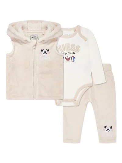 Guess Logo-print Babygrow Set In Pink