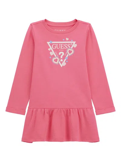 Guess Kids' Logo-print Dress In Pink
