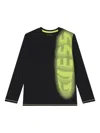 Guess Logo-print Long-sleeve T-shirt In Black