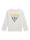 Guess Boys Long Sleeve Logo T-shirt In White