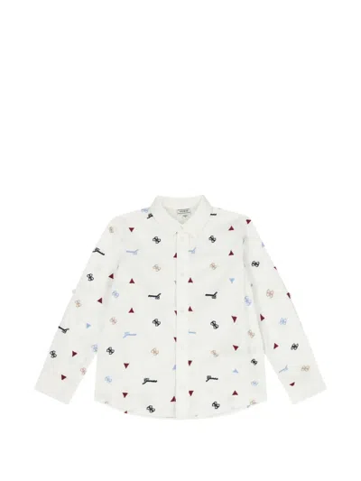 Guess Kids' Logo-print Shirt In White