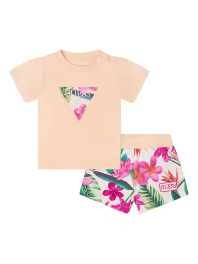 Guess Babies' Logo-print Short Set In Orange