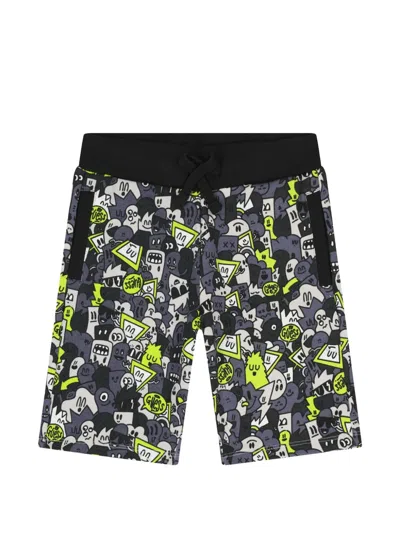 Guess Kids' Logo Print Shorts In Gray