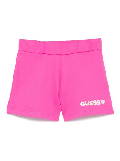 Guess Kids' Logo-print Shorts In Pink