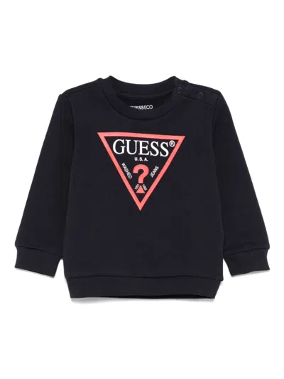 Guess Babies' Logo-print Sweater In Blue