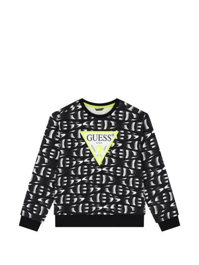 Guess Kids' Logo Print Sweatshirt In Black