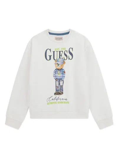 Guess Kids' Logo-print Sweatshirt In Weiss