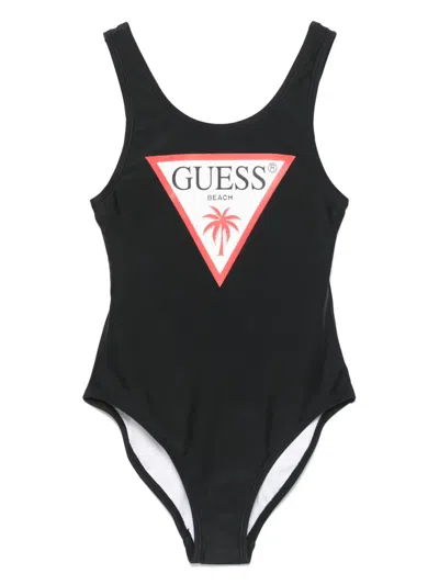 Guess Kids' Logo-print Swimsuit In Black