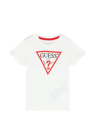 Guess Babies' Logo-print T-shirt In Burgundy