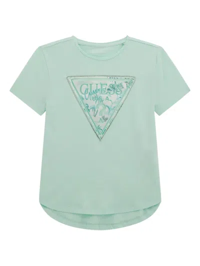 Guess Kids' Logo-print T-shirt In Green