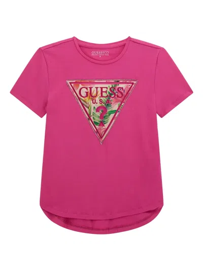 Guess Kids' Girls High Low T-shirt In Pink