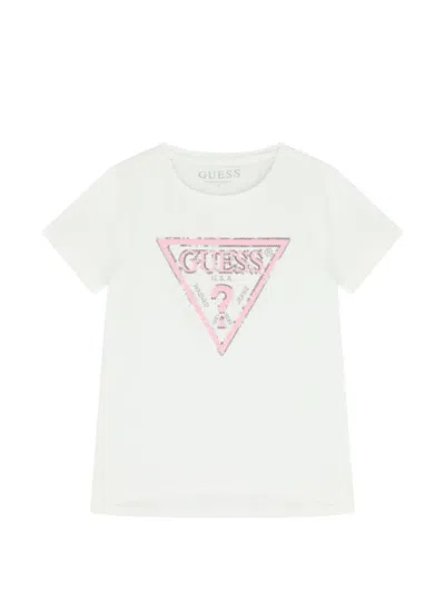 Guess Kids' Logo-print T-shirt In White