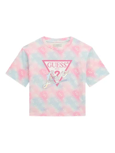 Guess Kids' Logo-print Tie-dye Top In Multi
