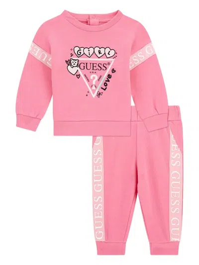Guess Babies' Logo-print Tracksuit In Pink