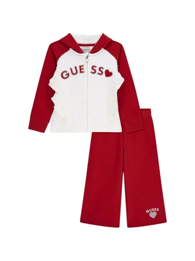Guess Kids' Logo-print Tracksuit Set In Red