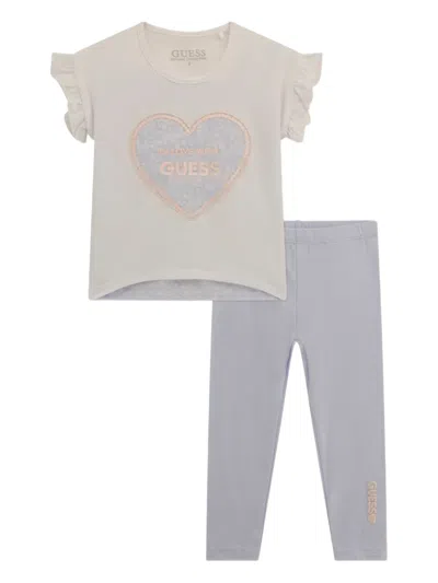 Guess Kids' Logo-print Trouser Set In Purple