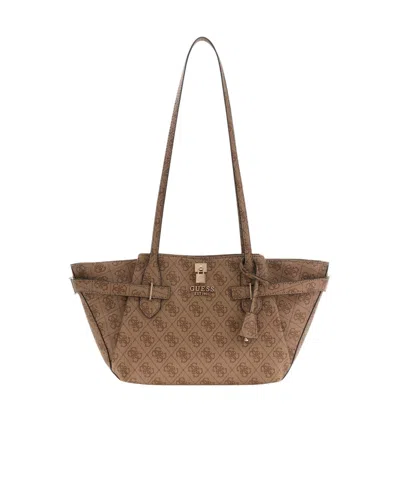 Guess Logo Shoulder Bag In Brown