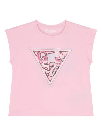 Guess Kids' Logo T-shirt In Pink