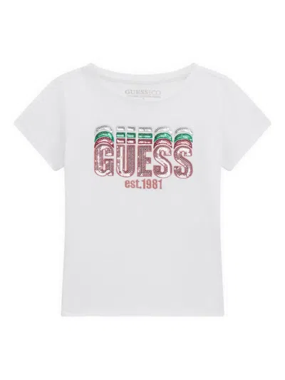 Guess Kids' Logo T-shirt In Weiss