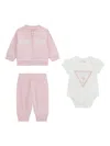 Guess Baby Girls 3 Piece Tracksuit Set In Pink