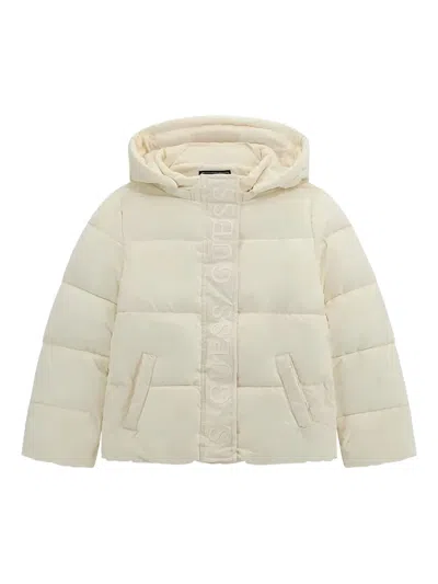 Guess Kids' Logo-trim Puffer Jacket In Neutrals