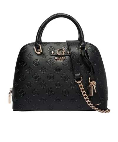 Guess Logo Zipper Shoulder Bag In Black