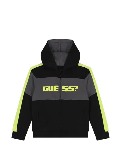 Guess Kids' Logo Zip-up Hoodie In Multi