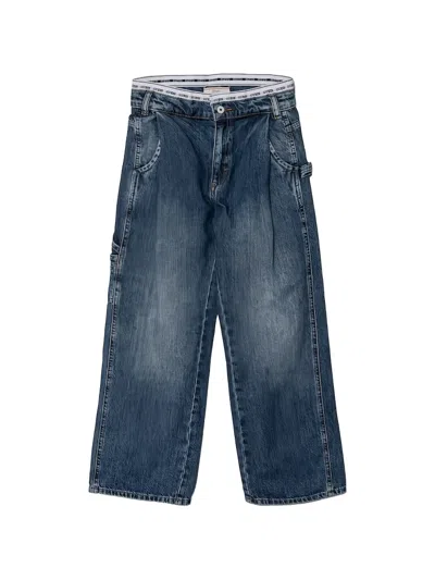 Guess Kids' Logo-band Jeans In Blue