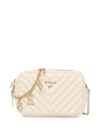 Guess Kids' Logo-charm Chevron-quilted Shoulder Bag In Neutral