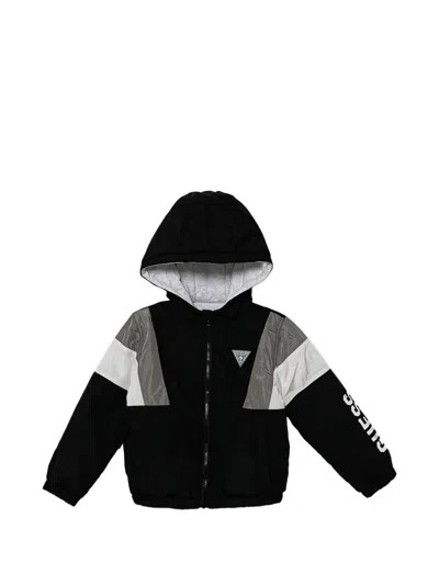 Guess Kids' Logo-detail Hooded Jacket In Black
