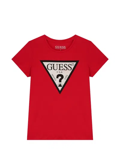 Guess Kids' Logo-detail T-shirt In Red