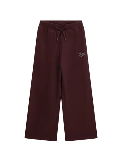 Guess Kids' Logo-embellished Drawstring Track Pants In Burgundy